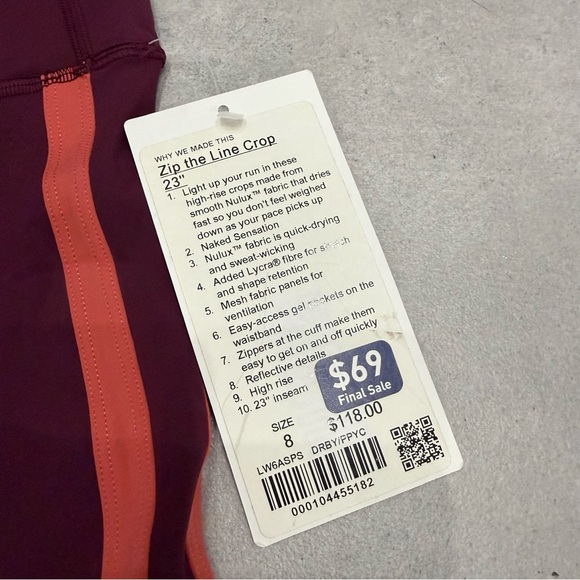 NWT LULULEMON Zip the Line crop leggings - Picture 5 of 9